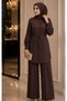 Women's Side Lace Detailed Lace-Up Waist Tunic Trousers Set Hijab - 2