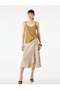 Textured Binding Detailed Double-Breasted Midi Skirt