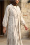 Women's Linen Fabric Lotus Patterned Long Dress – Embroidered Stylish Hijab Dress - 3