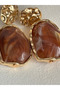 Brown Gold Color Earrings (4 cm)