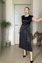 Padded Belted Midi Satin Dress - 2
