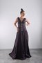 Sleeveless V-Neck, Brooch Accessory, Taffeta Tail Evening Dress, Event Dress