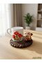 طقم أكواب من البورسلين مع أشكال لطيفة على شكل سنجاب وفطر، وطبق على شكل جذع شجرة - 3