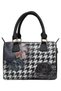 Women's vegan leather black handbag - black majestic garden design - 4