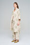 Women's Long Kimono with Large Floral Embroidery and Sequin Trim - 3