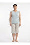 26527 100% Cotton Plus Size over the Knee Shorts Set Mother Shorts Set Buttoned Set - 3