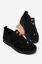 Women's Black Comfortable Fit Stone Detailed Lace-Up Loafer - 4
