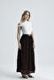 Women's Black Lined Flocked Printed Tulle Skirt - 4