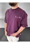 Horse Printed Oversize Purple Embroidered T-Shirt - 3