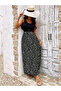 Women's Round Neck Patterned Long Viscose Dress - 2