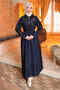 Navy Blue Zippered Denim Dress - 2