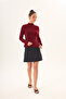 Burgundy Lycra Slim Fit Half Turtleneck Soft Textured Long Sleeve Bodysuit - 2