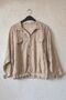 Beige Shirt Collar 3/4 Sleeve Buttoned Embroidered Casual Cotton Oversize Woven Jacket 65 79 - 2