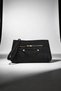 Black Women's Handbag with Gold Zipper Detail, Stylish Portfolio Bag