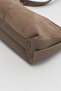 Zippered Suede Shoulder Bag Mink - 5