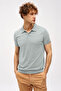 Men's Light Green Slim Fit Slim Fit Polo Collar Plain Short Sleeve Knitwear T-Shirt - 2