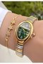 Women's Wristwatch Steel Cord Gold Silver Green Color Gift Bracelet Hms454C2 - 2