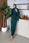 Hasret Satin Evening Dress Emerald