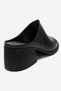Sorex Black Skin Genuine Leather Women's Thick Heeled Slippers - 5