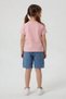 Pink Floral Embroidered T-Shirt and Jean Shorts Girls' 2-Piece Set 24055 - 4