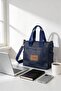 Women's Navy Blue Multi-Compartment Crossbody Daily Shoulder Bag Large Size Tote Bag - 6