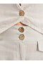 Double-Buttoned Thick Belt Detailed Linen Loose Trousers - 5