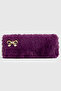 Plush Fabric Bowknot Detailed Pencil Case and Makeup Bag with Pearls - Aesthetic Soft Organizer - 2