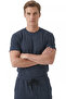 Men's Navy Blue Comfortable Fit Soft Textured T-Shirt Pants Bottom Top Set 2604353