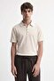 Beige Buttoned Polo Collar Men's T-Shirt - 2