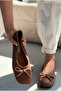 Telion Tan Genuine Leather Women's Ballerinas - 8