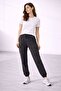 Women's Jogger Sweatpants with Cargo Pockets and Elastic Cuffs - Smoked