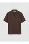 Brown Loose Fit Linen Look Men's Shirt - 4