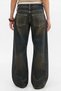 Jasika Dark Vintage Grunge Color Frayed Detailed Low Waist Trousers - 6