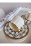 Bukle New Bone China Gold Coffee Cup Set for 6 People 80 ml Mother's Day Gift - 2