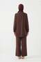 Linen Double Suit with Pocket Detail and Zipper Trousers Brown 26Yt612 - 4