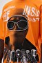 Men's Rhinestone and Printed Oversize T-Shirt Electric-Orange - 5