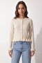 Ruffle Detailed Cardigan Ecru - 2