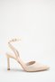 Costa Beige Stone Ankle Strap Detailed Women's Evening Dress Heeled Shoes - 2