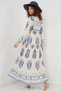 Women's High Collar Gathered Waist Floral Patterned Viscose Cream Hijab Dress - 7