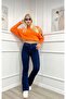 Spanish Style Jeans Navy Blue High Waist Denim Trousers