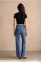 Women's Regular Fit V-Neck Cotton / Elastane Short Sleeve Black Knot Detailed T-Shirt Sessa - 5
