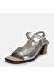 Women's Large Size Women's Heel Sandals Genuine Leather 41-42-43-44-45-Silver - 5
