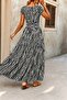 Women's Short Sleeve Double Breasted Collar Elastic Waist Single Jersey Maxi Dress - 3