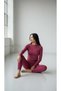 Women's Crew Neck Sports Blouse Leggings Sports Set - 3