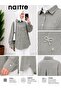 Pearl Detailed Striped Oversize Women's Shirt - 3