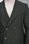 Slim Fit Men's Pointed Collar Striped Double Breasted Suit - 3