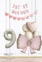 9 Year Old Retro Pink Bow Theme Luxury Birthday Balloon Set with Pink Bow Ribbon