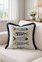 Sardine Fish and Lemon Pattern Throw Pillow Cover - Navy Blue Tassel Marine Cover - 4