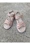 Genuine Leather Orthopedic Sole Velcro Girls' Sandals Pudra