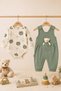 Baby Girl/Boy Set with Teddy Bear Patterned Overalls, 2-Piece Seasonal Baby Set - 3